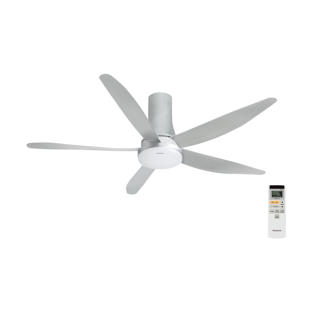 Quạt trần 5 cánh 59W Panasonic F‑60UFN màu trắng,  tích hợp đèn Led 4 chế độ sáng có remote.
