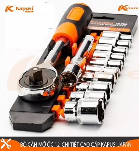 Bộ cần siết 1/2 inch 12 chi tiết tay xiết tự động Kapusi K-9811