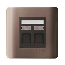 BỘ ổ cắm điện thoại và ổ cắm mạng cat6 Zencelo Schnieder E8432TDRJS_6_SZ_G19, màu đồng