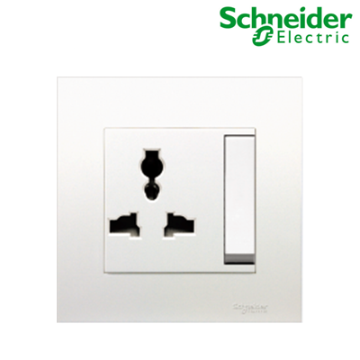 Bộ ổ cắm đơn đa năng 13A Vivace có công tắc Schneider KB113LS_WE_G19, màu trắng
