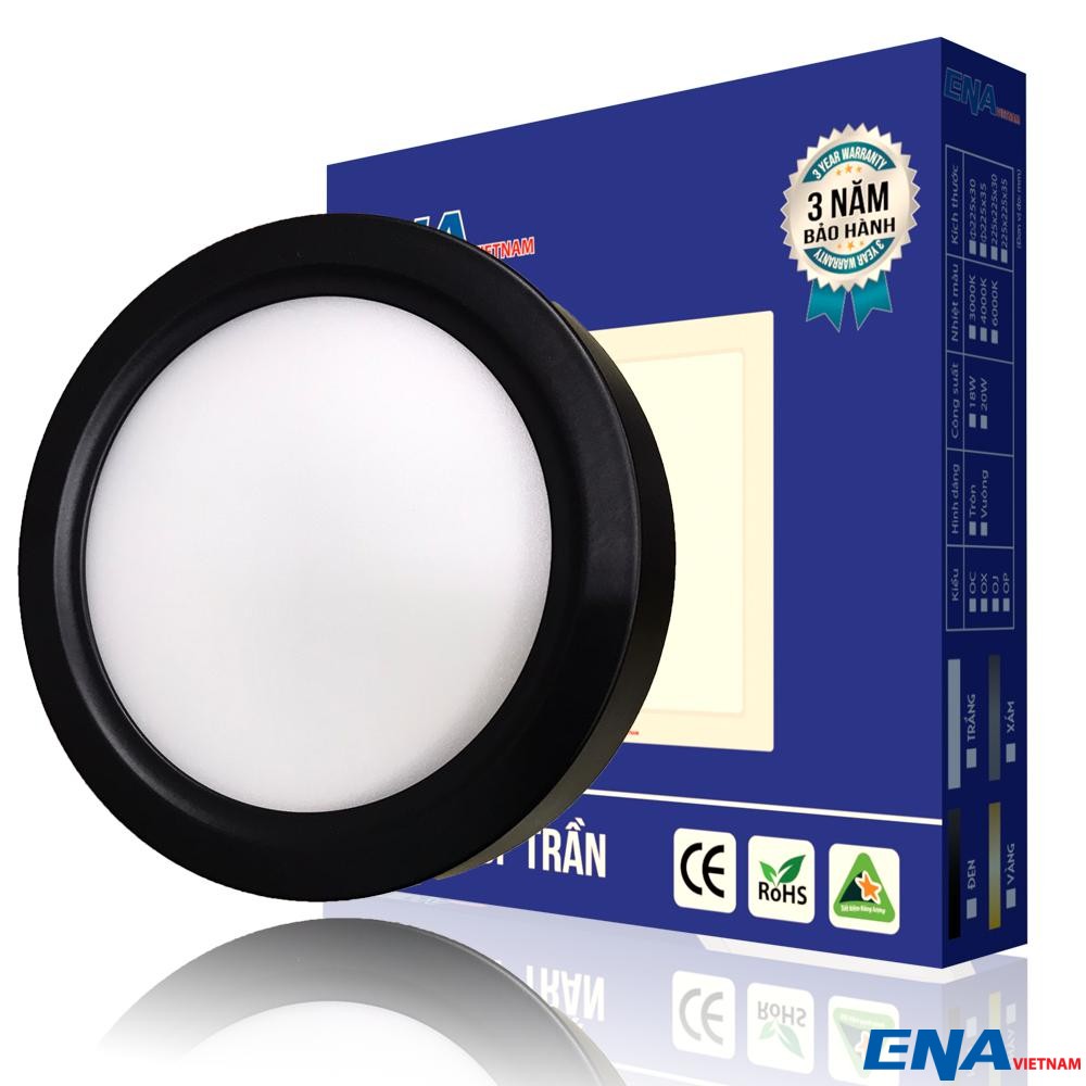 Đèn led ốp trần đen 12W Ø170 OF series ENA OTF12-170/SE(V), ánh sáng vàng