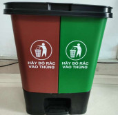 Thùng rác đạp chân 40L, nhựa HDPE Nắp kín đạp chân, 2 ngăn, KT 43 x 33 x 51 mm