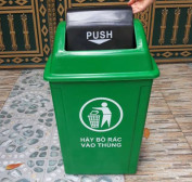 Thùng rác 60L có bánh xe, nhựa PP/HDPE màu xanh lá, KT 470 x 420 x 640 mm