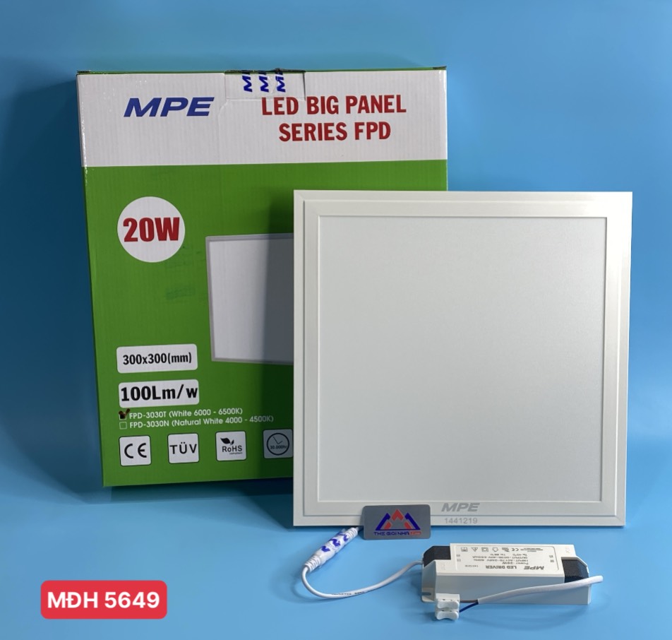 Đèn LED tấm lớn MPE 20W FPD-3030T ánh sáng trắng