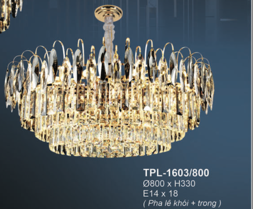 Đèn chùm Andora TPL-1603/800 Ø800*H330, E14x18, pha lê khói + trong