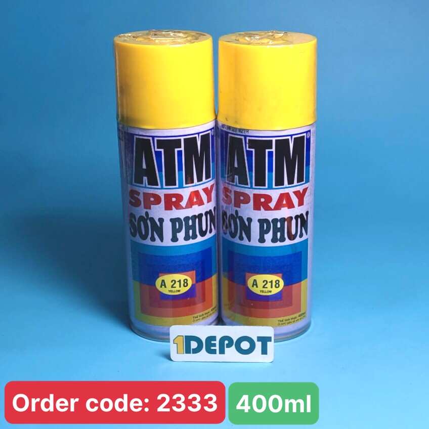 Sơn xịt ATM spray A218 màu vàng 400ml (yellow), 12 chai/ 1 thùng